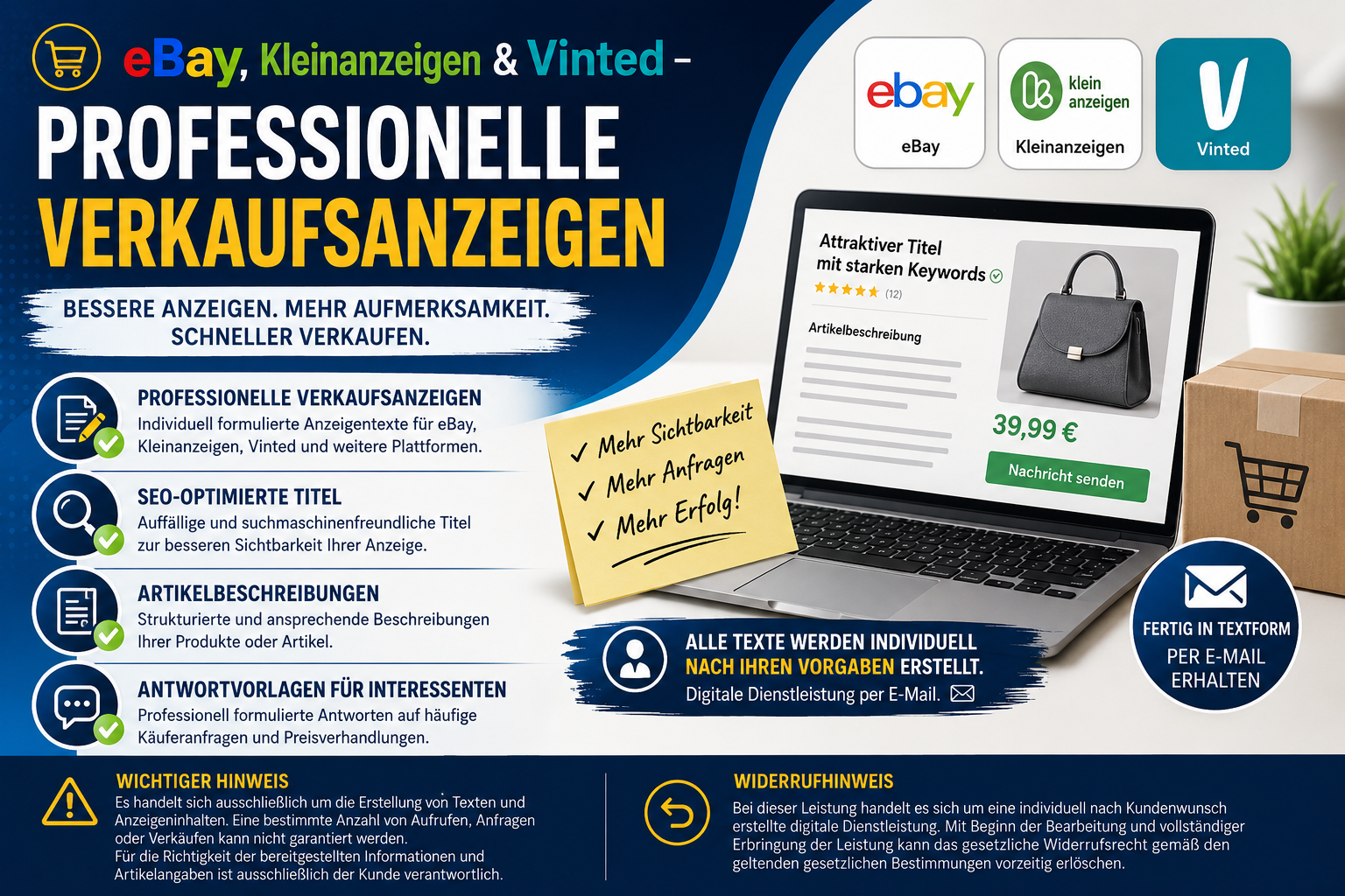 🛍️ eBay, Kleinanzeigen & Vinted –  Verkaufsanzeigen