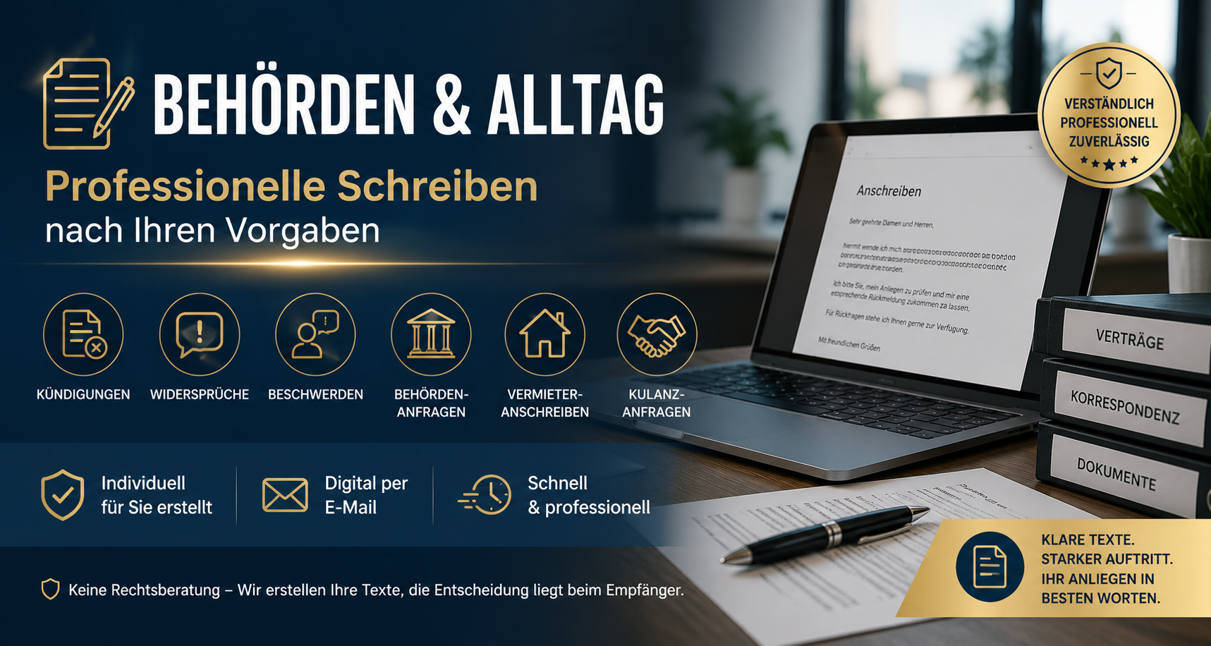 📄 Behörden & Alltag –  Schreiben nach Ihren Vorgaben