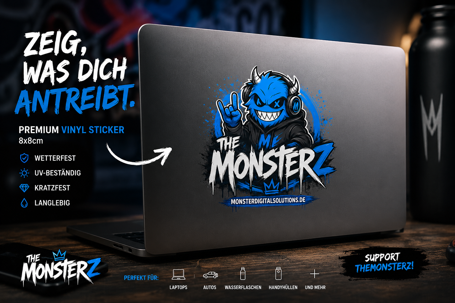 TheMonsterz Premium Vinyl Sticker 8x8 cm – Wetterfest & UV-beständig
