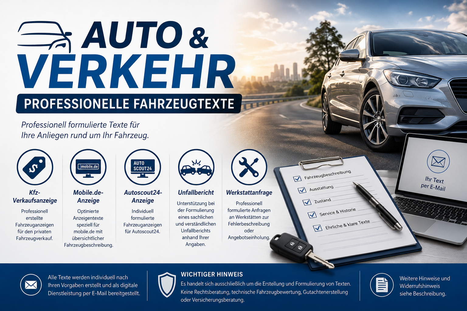 🚗 Auto & Verkehr – Fahrzeugtexte